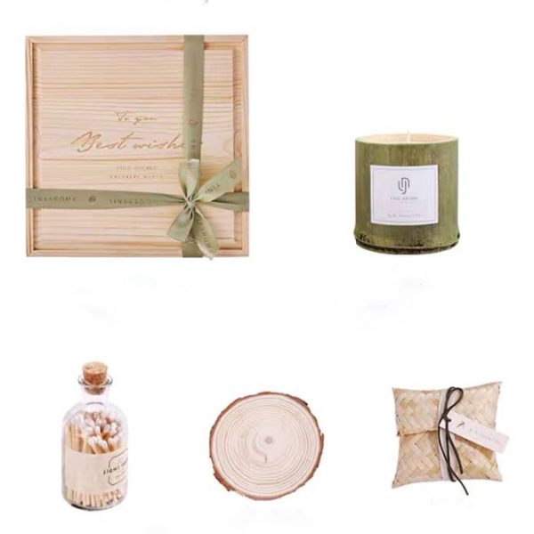 Boîte Aromathérapie Avec Bougie En Bambou Cadeau Noel 